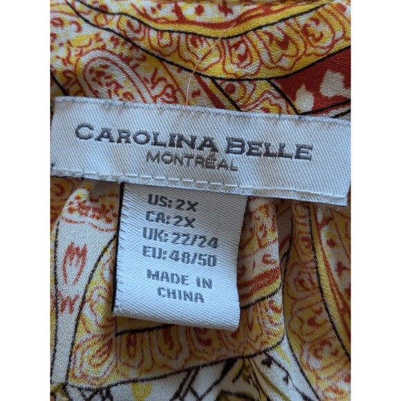 Carolina Belle Montreal Blouse Women's sz 2X Floral Boho Flounce Chiffon Multi - Picture 2 of 16